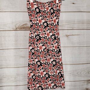 Fashion Art Women’s Strapless Dress Black w. Pink Flowers Sz M